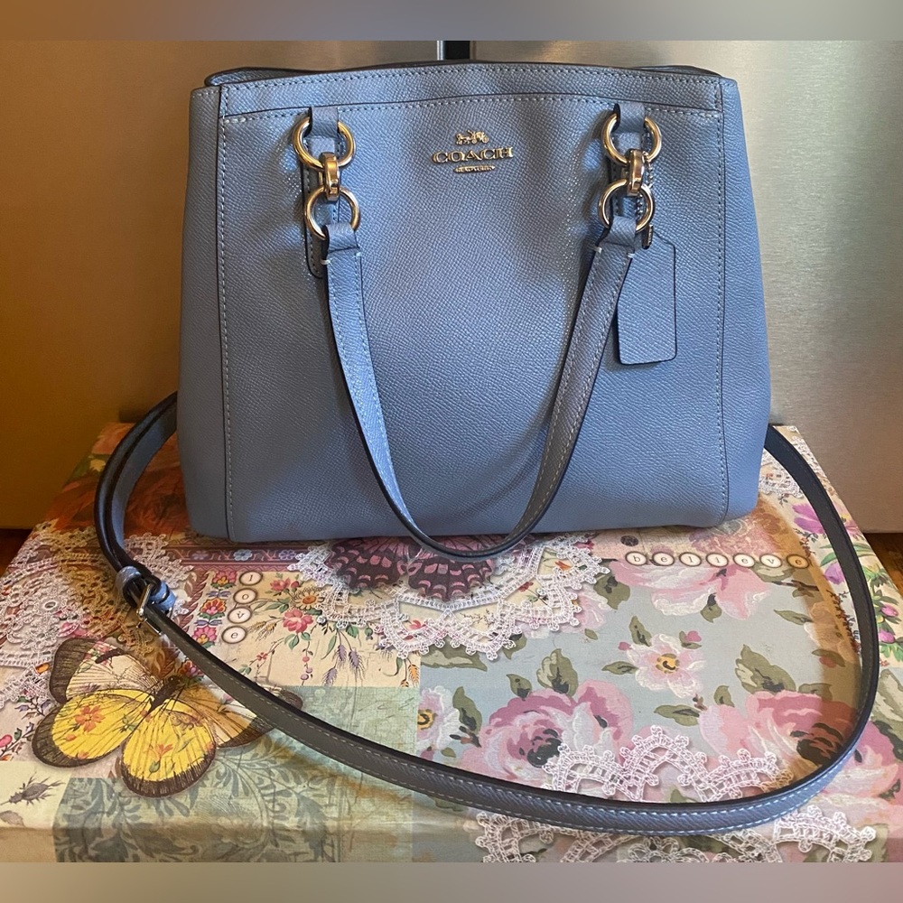 Coach Blue Leather Tote with Removable Strap